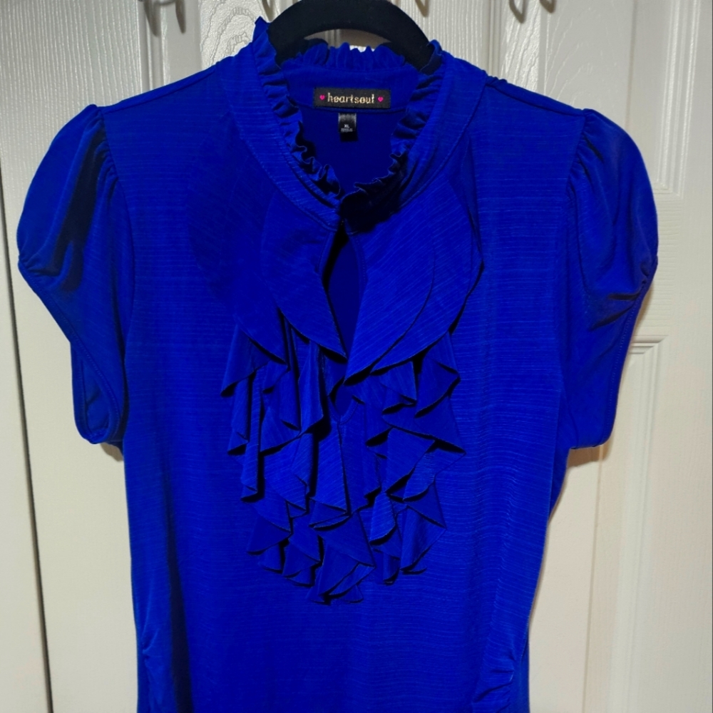 Royal Blue Ruffle Blouse
